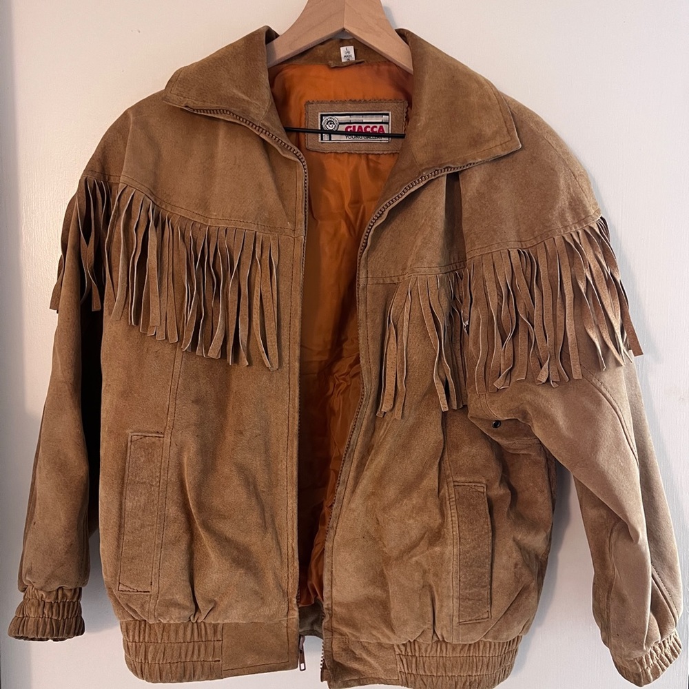 Vintage Giacca Young Gallery Suede Fringe Jacket